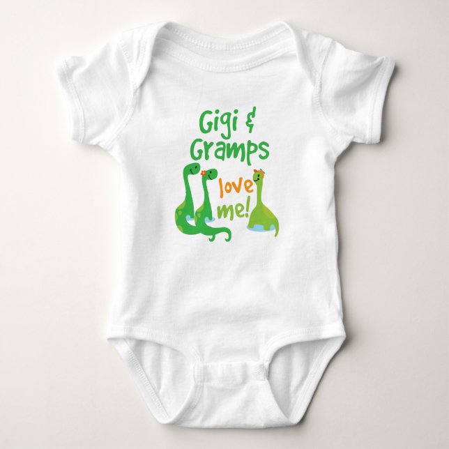 Gigi and Gramps Love Me dinosaur Baby Bodysuit (Front)