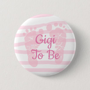 Gigi be Pink Girl Baby Shower button