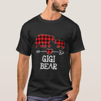 Gigi Bear Christmas Pajama Red Plaid Buffalo Famil T-Shirt