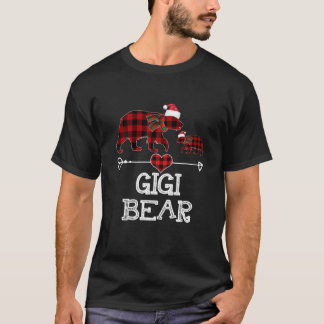 Gigi Bear Christmas Pajama Red Plaid Buffalo Famil T-Shirt
