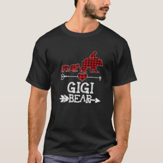 Gigi Bear Christmas Pajama Red Plaid Buffalo T-Shirt