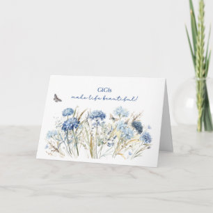 Gigi Birthday Dusty Blue Wildflowers Card