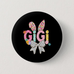 Gigi Bunny Ears Colourful Easter Floral Theme 6 Cm Round Badge
