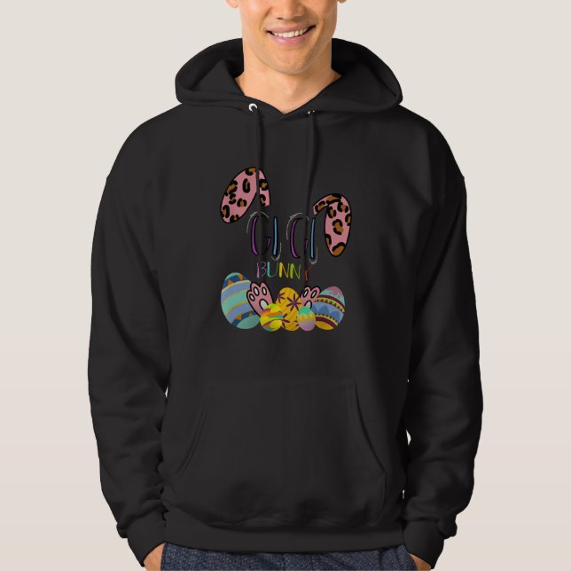 Gigi Bunny Leopard Rabbit Mommy Grandma Easter Mot Hoodie (Front)