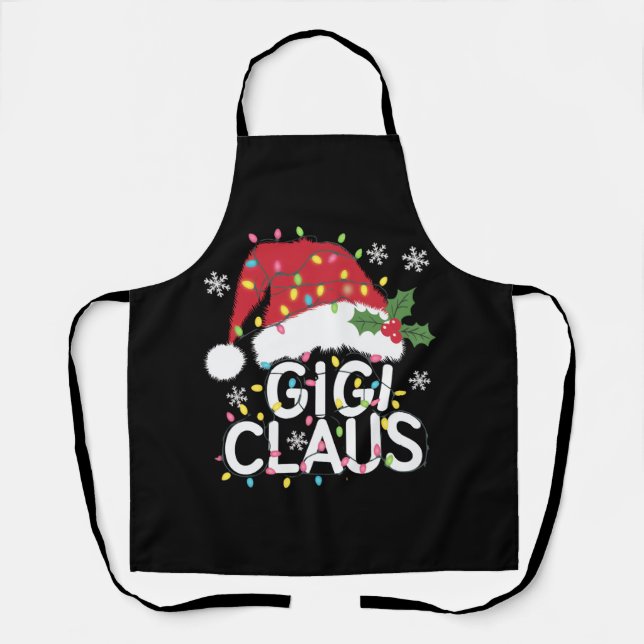 Gigi Claus Christmas Lights Pajama Family Matching Apron (Front)