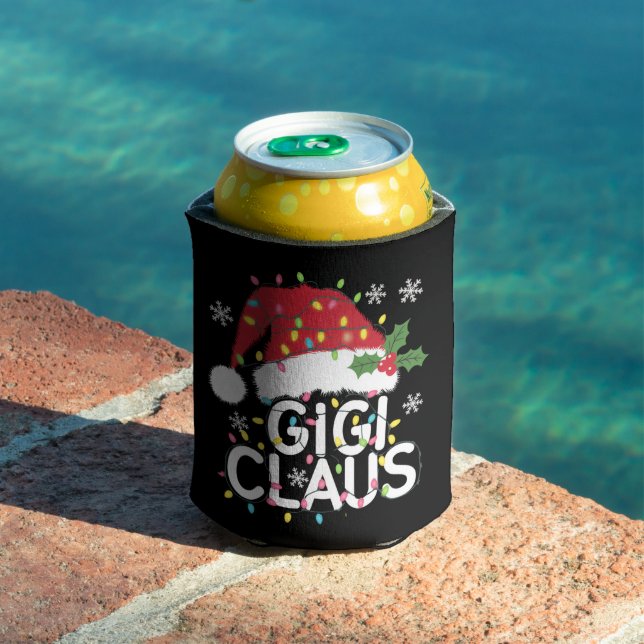 Gigi Claus Christmas Lights Pajama Family Matching Can Cooler (In Situ Pool)