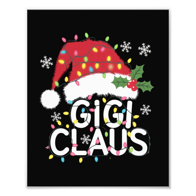 Gigi Claus Christmas Lights Pajama Family Matching Photo Print (Front)