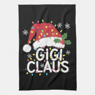 Gigi Claus Christmas Lights Pajama Family Matching Tea Towel