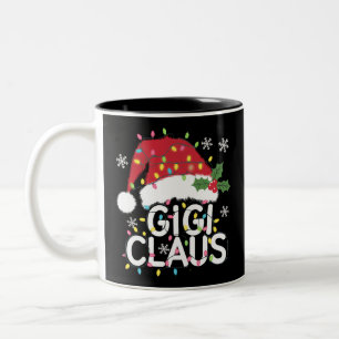 Gigi Claus Christmas Lights Pajama Family Matching Two-Tone Coffee Mug