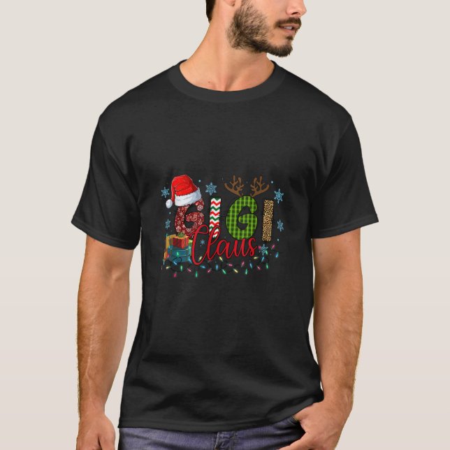 Gigi Claus Christmas Santa Hat Reindeeer Family Ma T-Shirt (Front)