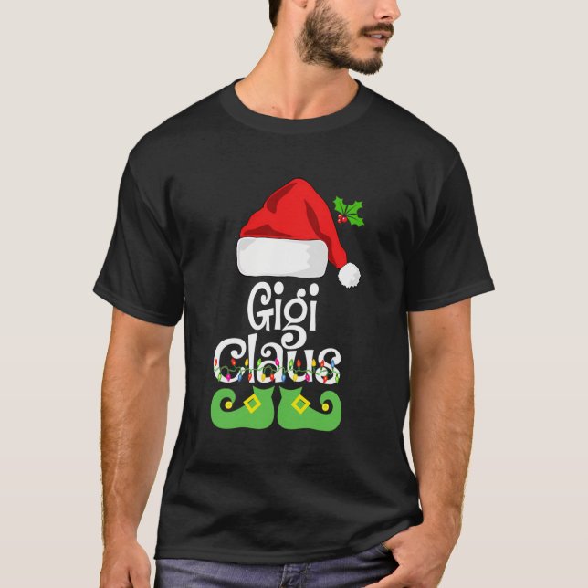 Gigi Claus Family Matching Grandma Claus Pajama T-Shirt (Front)