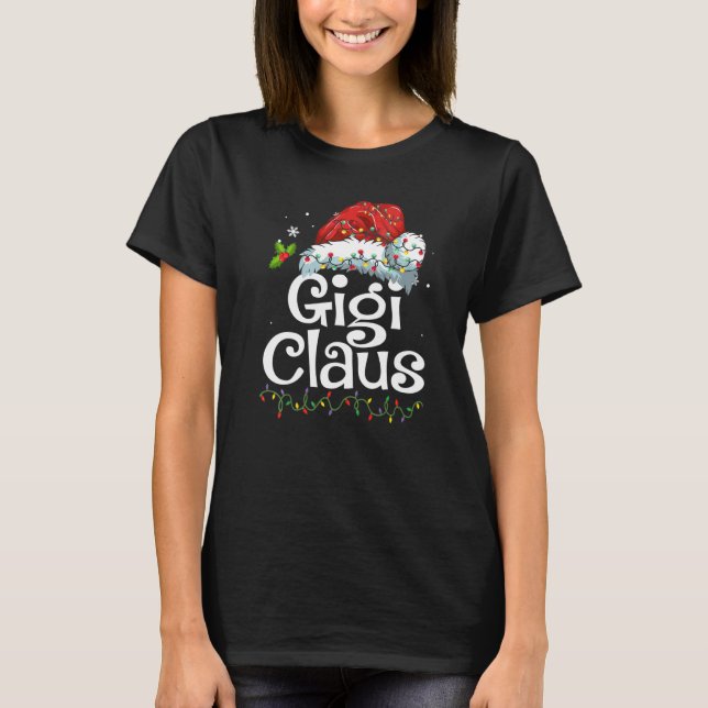 Gigi Claus Santa Hat Christmas Pajama Family Match T-Shirt (Front)