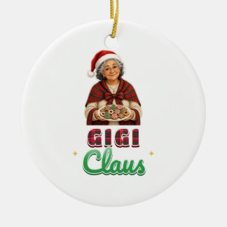 Gigi Claus Tartan Christmas Grandma Ornament