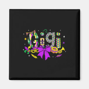 Gigi Coquette Bow Mardi Gras Women Mum Mother Carn Magnet