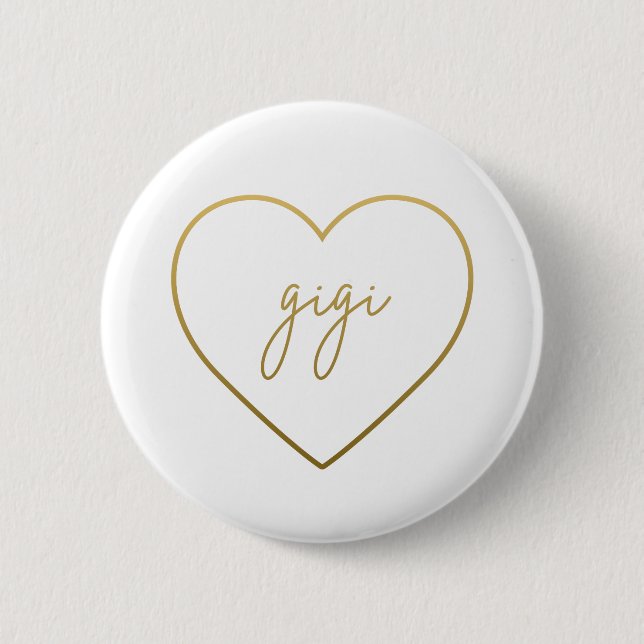 Gigi Elegant Golden Gradient Heart Grandma Gift 6 Cm Round Badge (Front)