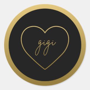 Gigi Elegant Golden Gradient Heart Grandma Gift Classic Round Sticker