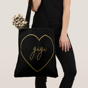 Gigi Elegant Golden Gradient Heart Grandma Gift Tote Bag