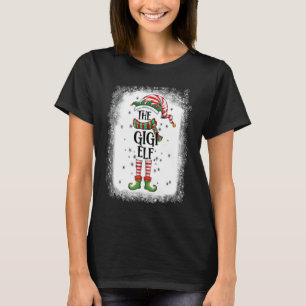 Gigi Elf Group Xmas Party Grandma Nana Bleached T-Shirt