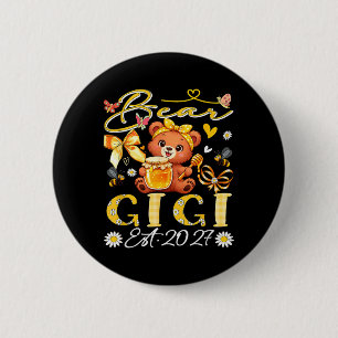 Gigi Est 2027 Floral Bow Tie Mothers Day Bear 6 Cm Round Badge