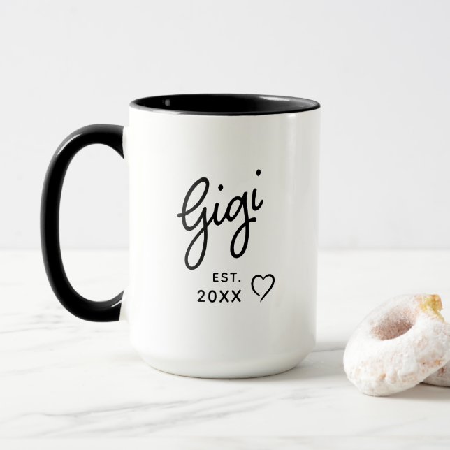 Gigi Established Date Modern Family  Mug (With Donut)