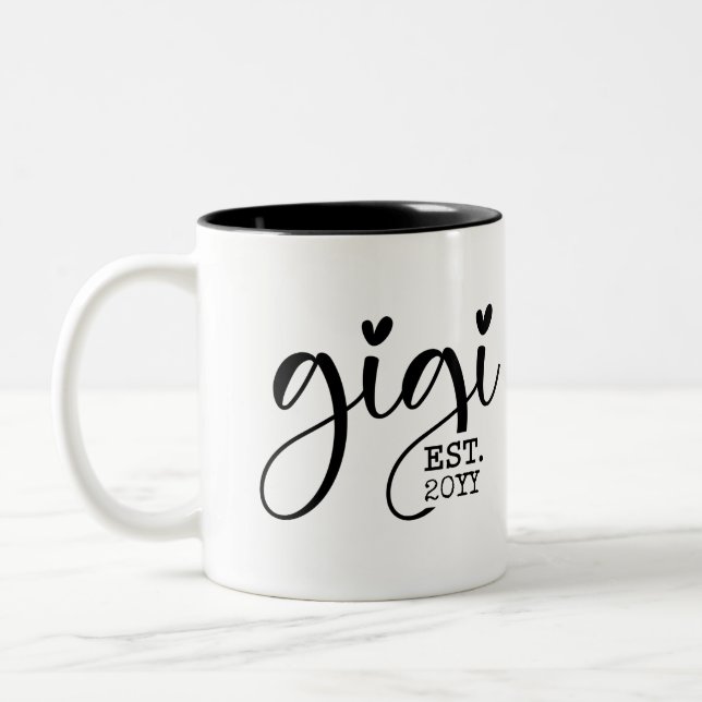 Gigi Established | Grandma Gift Two-Tone Coffee Mug (Left)
