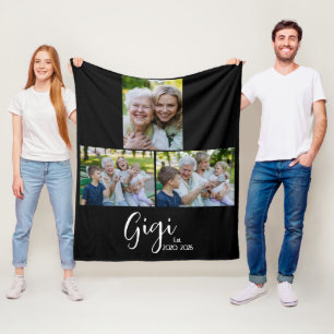 Gigi Established Script Black 3 Photo Fleece Blanket