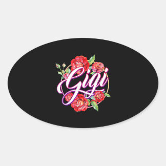 Gigi floral Women Gigi Grandma Mors Day Oval Sticker