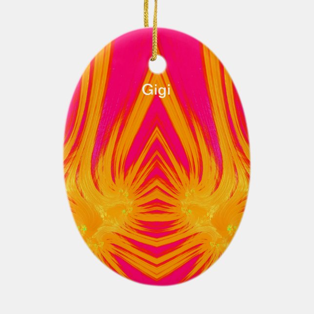 GIGI ~ GOLD RUSH ~ EASTER EGG ~ Fractal ~ Ceramic Ornament (Back)