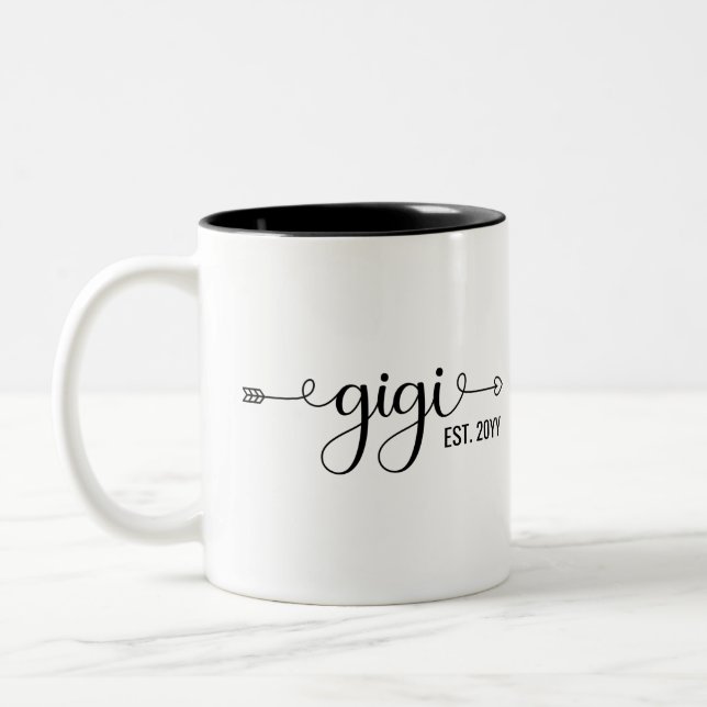 Gigi Grandma established Gifts | Grandma to be Two-Tone Coffee Mug (Left)