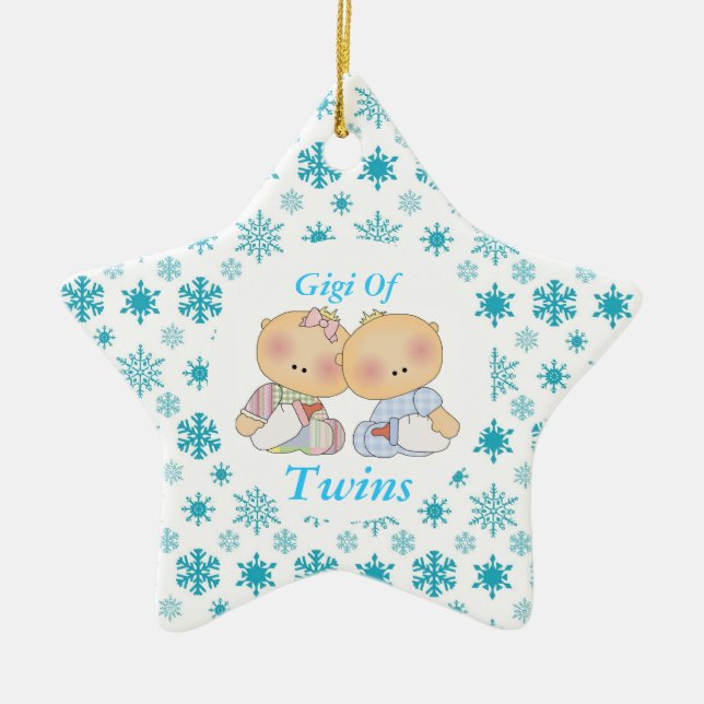 Gigi Grandma Of Twins Star Ornament Gift (Front)