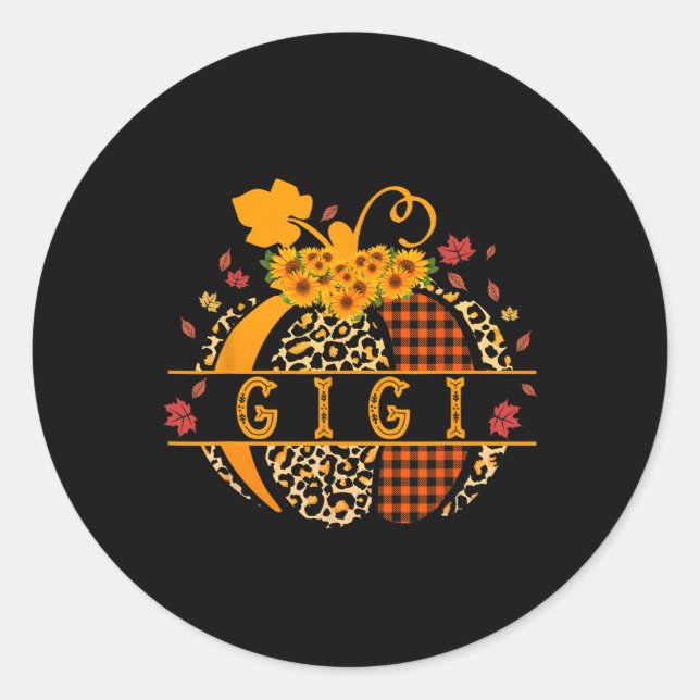 Gigi Leopard Print Pumpkin For Grandma Gigi Women  Classic Round Sticker (Front)