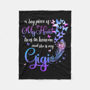 Gigi Lives in Heaven Memorial Grandma Grandchild Fleece Blanket