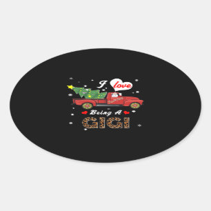Gigi Lover I Love Being A Gigi Christmas Tree Oval Sticker