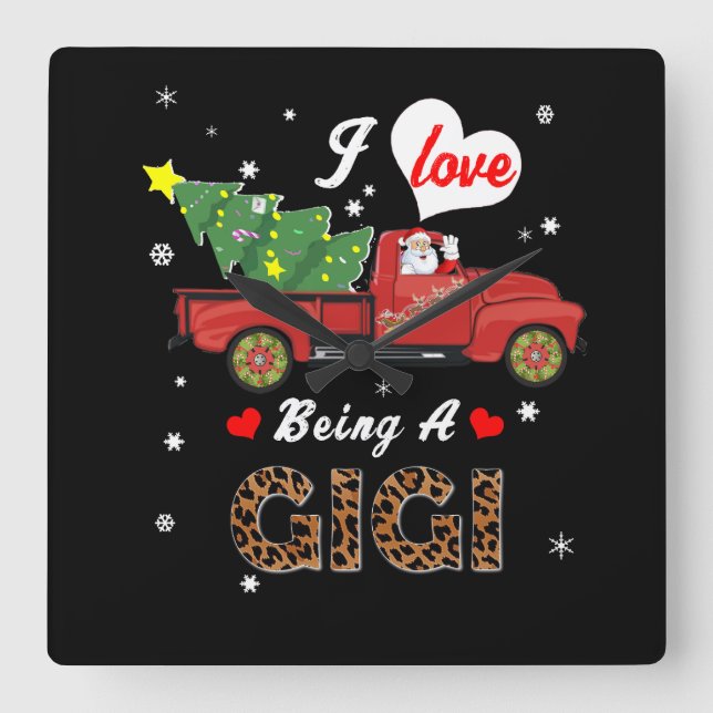 Gigi Lover | I Love Being A Gigi Christmas Tree Square Wall Clock (Front)