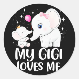 Gigi Loves Me Cute Elephant Tee For Kids On Mother Classic Round Sticker