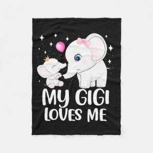 Gigi Loves Me Cute Elephant Tee For Kids On Mother Fleece Blanket