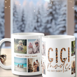 Gigi Mode On 8 Photo Collage Grandma Leopard Print Coffee Mug