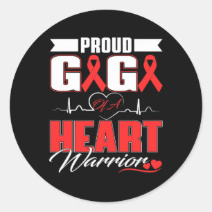 Gigi Of A Heart Warrior Heart Disease Awareness Mo Classic Round Sticker