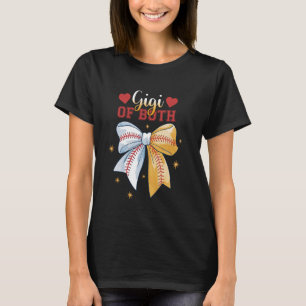 Gigi Of Both Baseball Softball Coquette Bow Mother T-Shirt