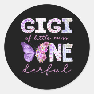Gigi of Little Miss Onederful Butterfly 1st Classic Round Sticker