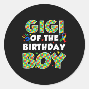 Gigi of the bday boy autism awareness puzzle piece classic round sticker