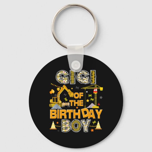Gigi of The Birthday Boy Construction Worker Key Ring (Front)
