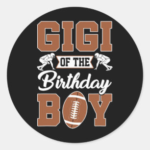 Gigi Of The Birthday Boy Football Party Family Mat Classic Round Sticker