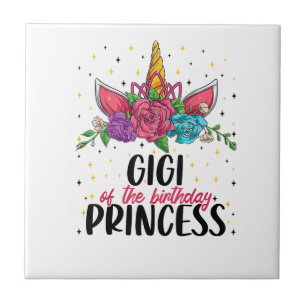 Gigi of the Birthday Girl Unicorn Bday Girl Party Ceramic Tile