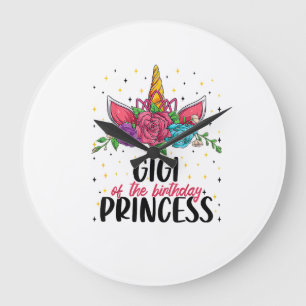 Gigi of the Birthday Girl Unicorn Bday Girl Party Large Clock