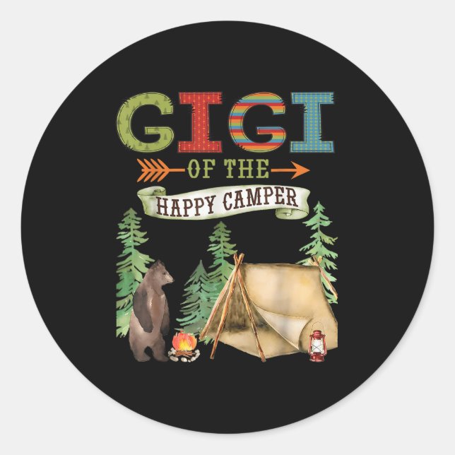 Gigi Of The Happy Camper First Birthday Camng  Classic Round Sticker (Front)