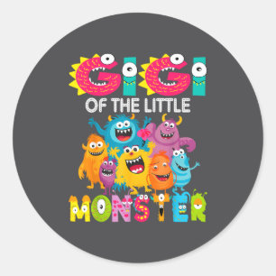 Gigi Of The Little Monster 1st Birthday Boy Party Classic Round Sticker