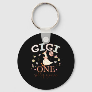 Gigi of the one silly goose 1st birthday girl key ring