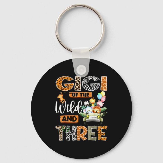Gigi Of The Wild And Three 3rd Birthday Boy Safari Key Ring (Front)
