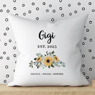 Gigi   Pretty Rustic Sunflower and Names Cushion